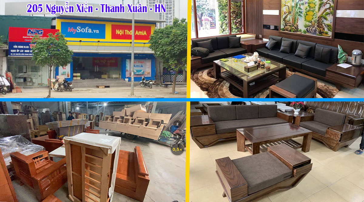 Cửa hàng AmiA với nhiều mẫu sofa góc gỗ có sẵn đa dạng màu sắc, kiểu dáng