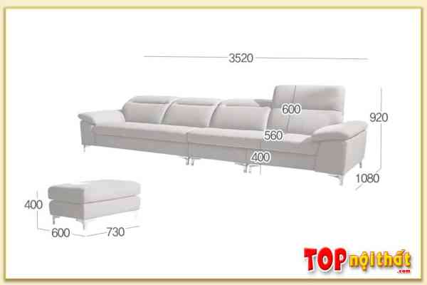 Hình ảnh Chi tiết kích thước sofa văng dài SofTop-0962