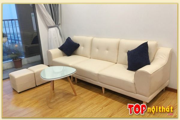 Hình ảnh Ghế sofa văng da 3 chỗ đẹp hiện đại kê phòng khách chung cư SofTop-0281