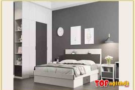 Hình ảnh Giường ngủ hiện đại gỗ MDF có kệ gỗ GNTop-0064