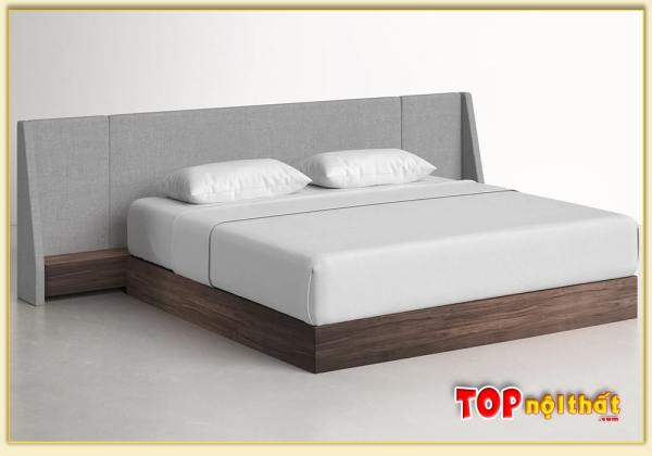 Hình ảnh Giường ngủ hiện đại liền kệ gỗ đầu giường GNTop-0363