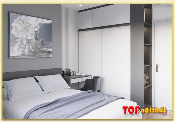 Hình ảnh Giường ngủ hiện đại màu trắng cho chung cư GNTop-0180