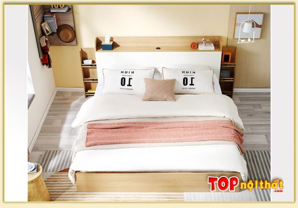 Hình ảnh Giường ngủ hiện đại màu vân gỗ Sồi đẹp GNTop-0285