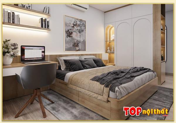 Hình ảnh Giường ngủ hộp màu vân gỗ kiểu hiện đại GNTop-0148