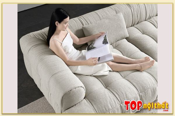 Hình ảnh Chi tiết phần tay vịn mẫu ghế sofa góc nỉ phòng khách SofTop-0613