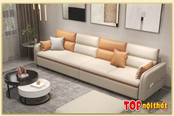 Hình ảnh Ghế sofa phòng khách đẹp dạng văng bọc da SofTop-0686