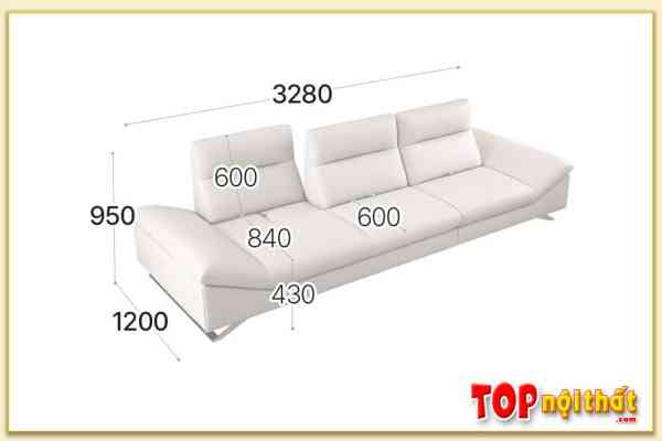 Hình ảnh Kích thước mẫu ghế sofa văng 3 chỗ SofTop-0631
