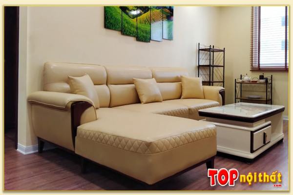 Hình ảnh Mẫu sofa da đẹp chữ L kê phòng khách SofTop-0231