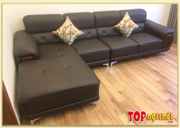 Hình ảnh Mẫu sofa da đẹp kê phòng khách dáng chữ L SofTop-0193