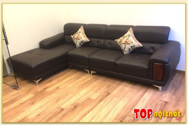 Hình ảnh Sofa da chữ L kích thước lớn tay đệm gỗ sang trọng SofTop-0193