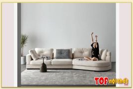 Hình ảnh Sofa văng bọc nỉ phòng khách màu kem SofTop-0673