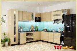 Hình ảnh Tủ bếp đẹp hiện đại màu kem hình chữ L TBTop-0040