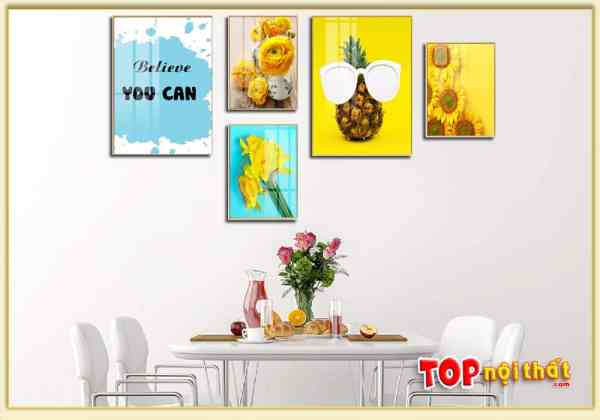 Bộ tranh Canvas 4 tấm truyền cảm hứng treo phòng ăn TraTop-3560